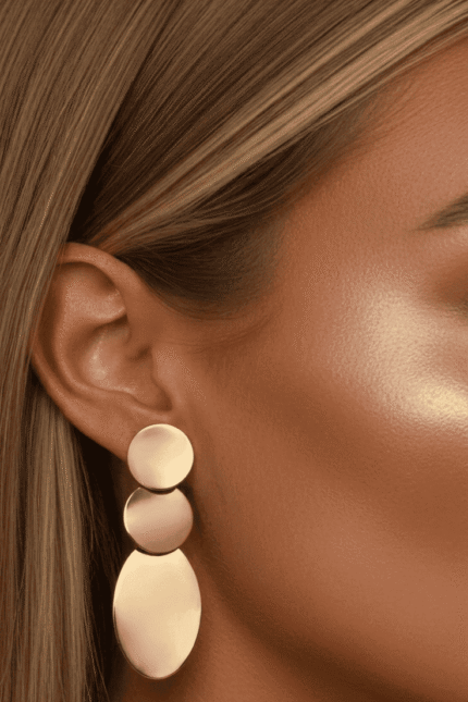 أقراط نسائية ذهبية بتصميم أشعة أنيق مستوحى من شكل المروحة يضفي لمسة عصرية راقية